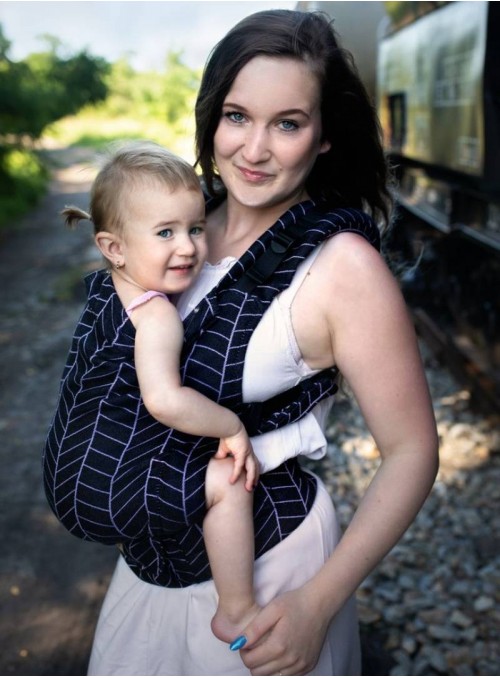 Adjustable Baby Carrier Grow Up Wrap: Big Herringbone dark fiolet
