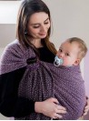 Chusta do noszenia dzieci LITTLE HEARTS RING (fiolet) - 100% Bawełna, chusta kółkowa, rozmiar: 2,1 m, splot żakardowy