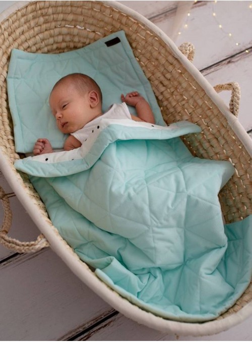 Poduszka niemowlęca płaska Kinder Hop Triangles Aquamarine - 26 x 36 cm