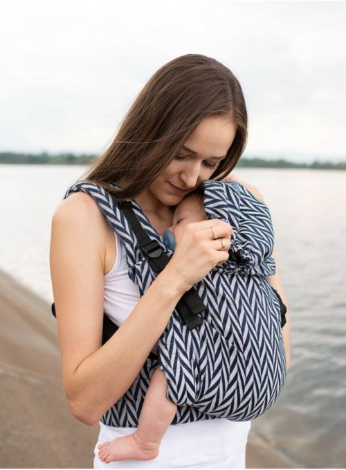 Adjustable Baby Carrier Grow Up Wrap: HERRINGBONE MONO (dark blue) - 75% Bawełna 25% Bambus, splot żakardowy